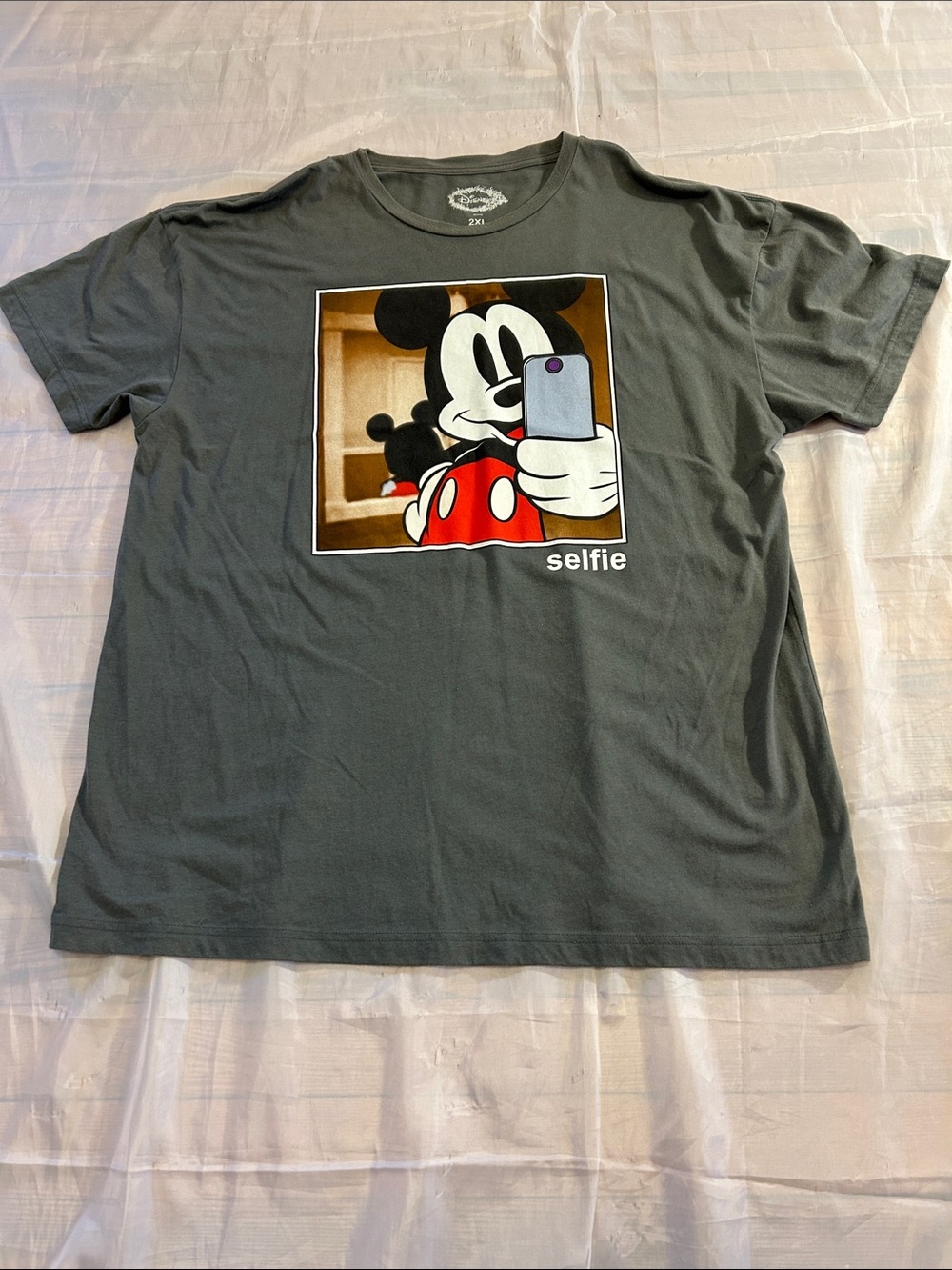 Disney Charcoal Mickey Selfie Short Sleeve Tee
